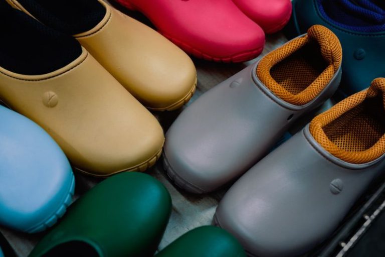 Biobased Rubbers - a group of colorful shoes sitting on top of a floor
