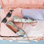 Sustainability Case - clothing items and pair of shoes in luggage