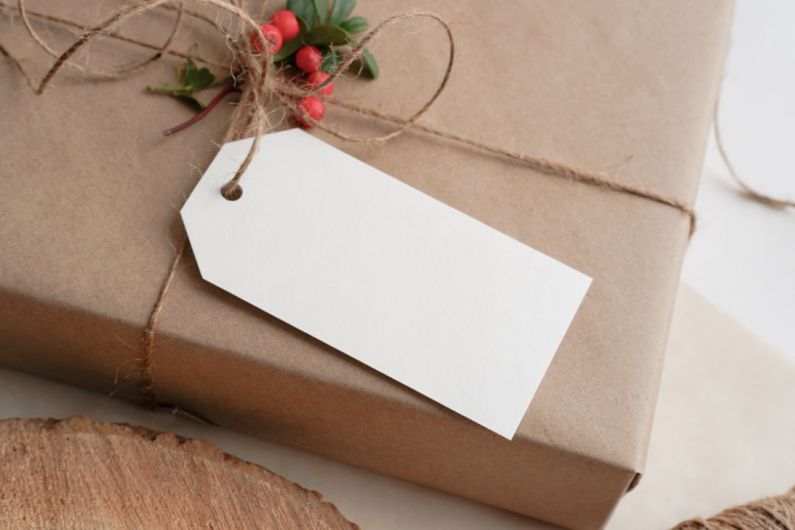 Eco Labels - a present wrapped in brown paper and tied with twine