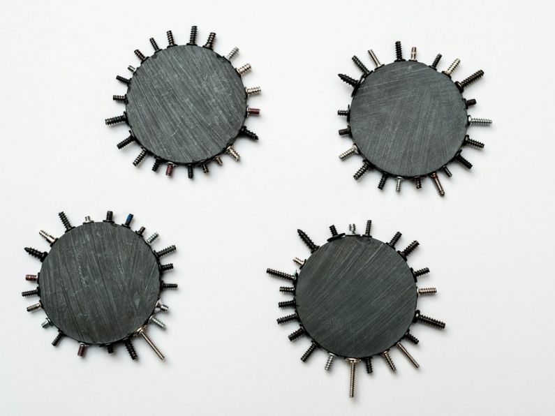 Puncture Repair - black and gray round ornament